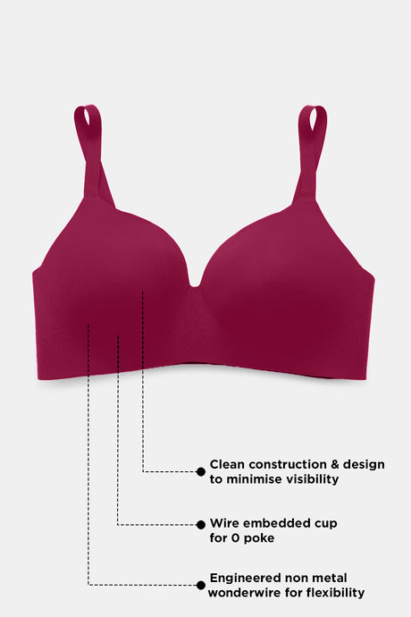 Zivame Wonderwire Padded 3/4Th Coverage T-Shirt Bra - Beet Red — image 5